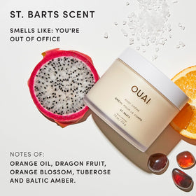 ouai ingredients display cupuaçu squalane coconut, nourishing formulation clarity