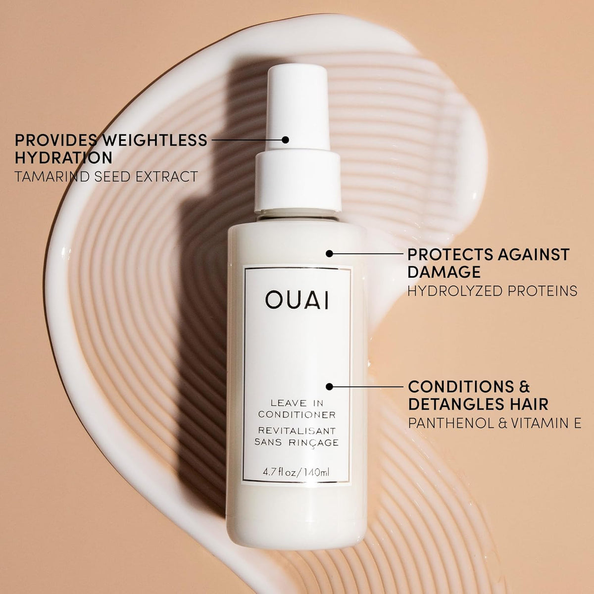 OUAI styled sleek straight hair after use, smooth frizz-controlled finish