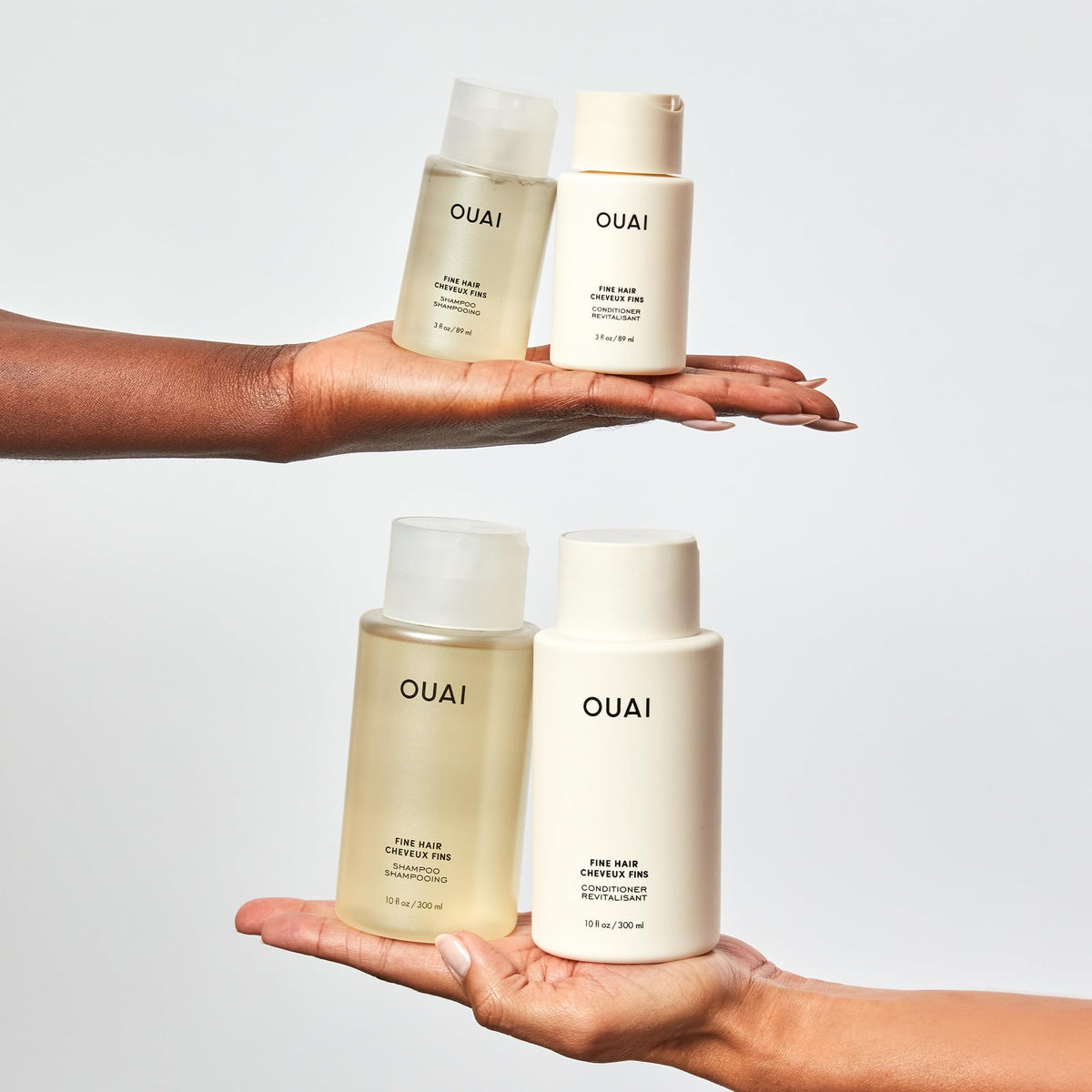 OUAI conditioner texture close-up showing lightweight creamy consistency