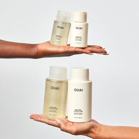 OUAI conditioner texture close-up showing lightweight creamy consistency