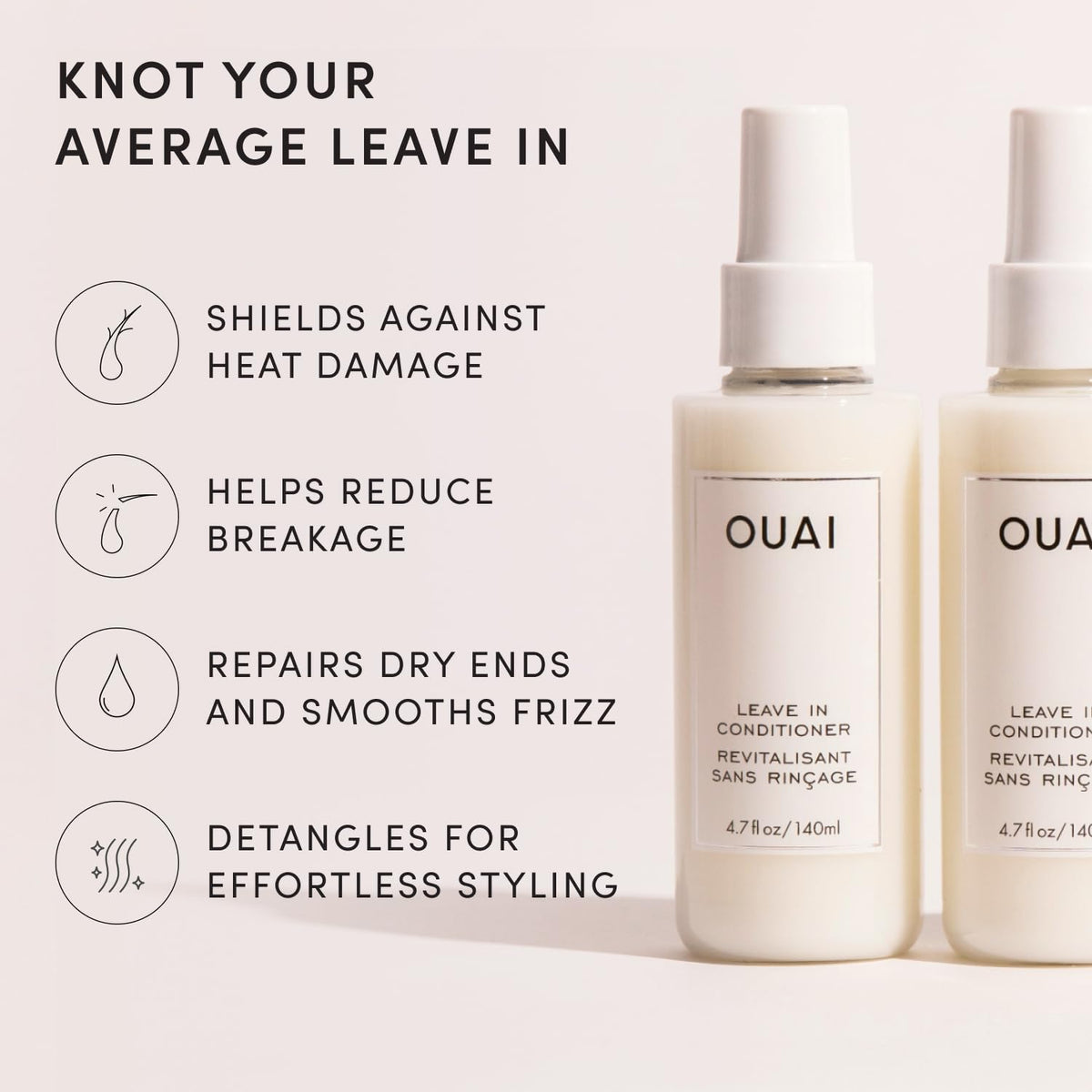 OUAI texture on hand highlighting lightweight formula and quick absorbency