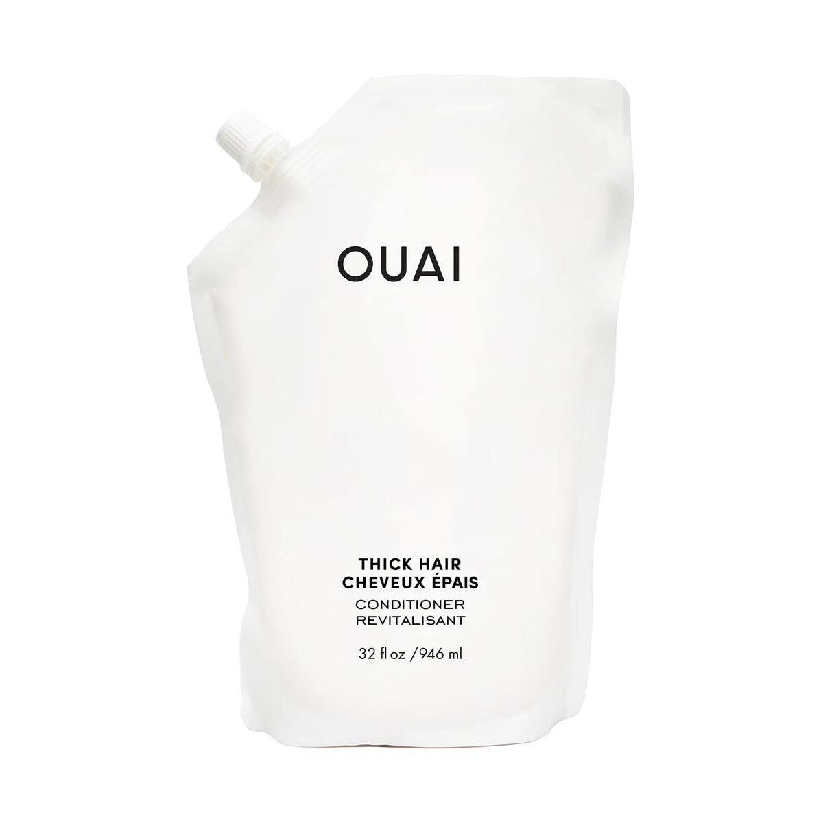 OUAI thick conditioner front bottle showing label and size for easy identification