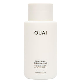 OUAI front packaging of Thick Hair Conditioner showing bottle and label benefits