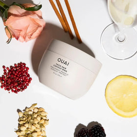 OUAI raw illipe butter and oils staged to highlight nourishing ingredients and shine