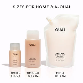 OUAI label closeup highlighting marshmallow root and keratin ingredient benefits
