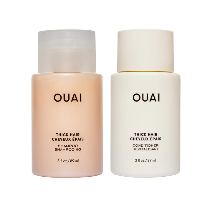OUAI travel front packaging showing compact 3 oz bottles and benefits