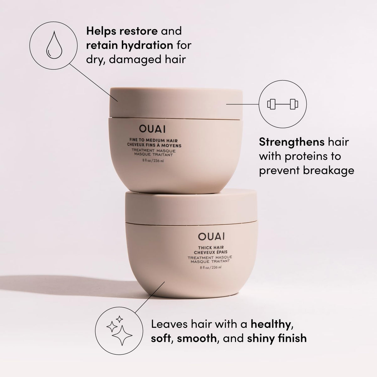 OUAI travel kit beside toiletry bag showing compact carry-on convenience benefit