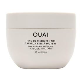OUAI treatment mask jar front view shows clean packaging and brand benefit