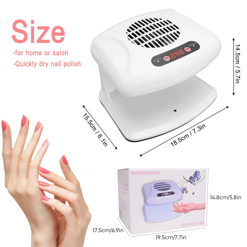 Oubrelu dryer on salon table lifestyle view highlighting powerful 300W airflow for quick manicures