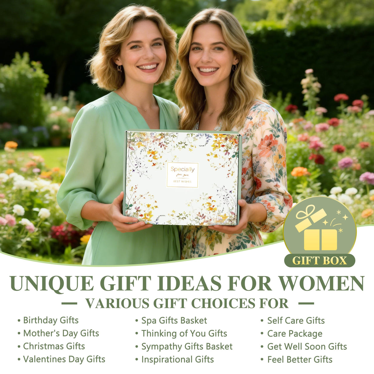Oufrenn full gift basket staged in a living room to show gifting appeal