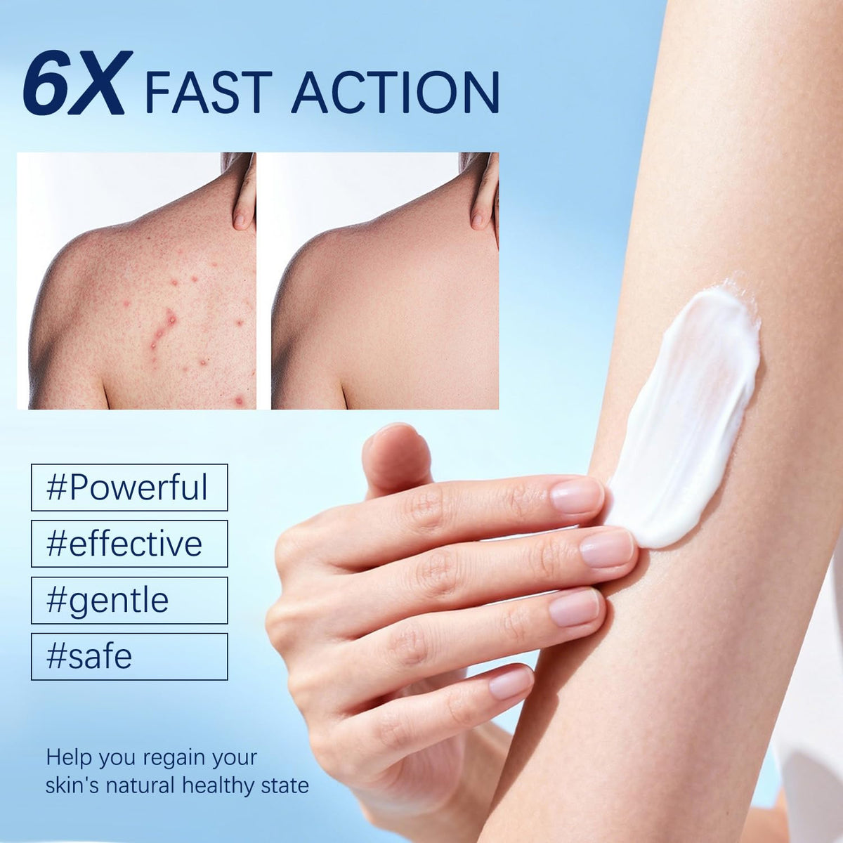 OUHENGTEK cream on hand being applied demonstrating fast absorption benefit