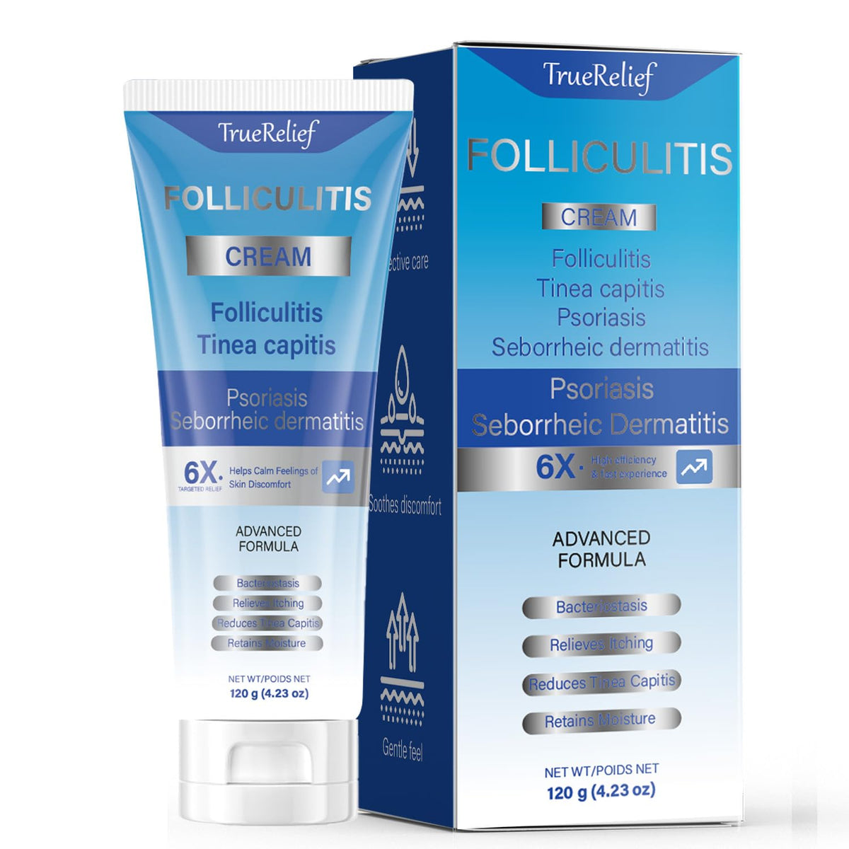 OUHENGTEK front packaging showing 120g cream and clear labeling for soothing use