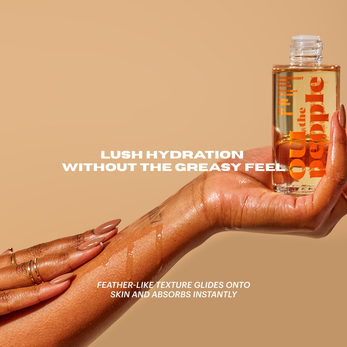 OUI the People product texture spread on skin demonstrating quick absorption benefit