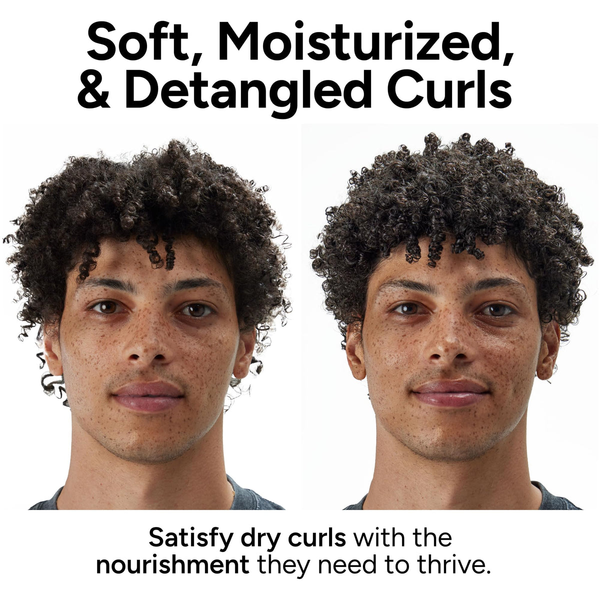 Ouidad product applied to wet curls in shower demonstrating slip