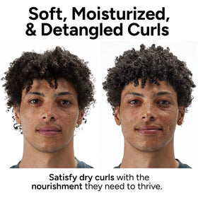 Ouidad product applied to wet curls in shower demonstrating slip