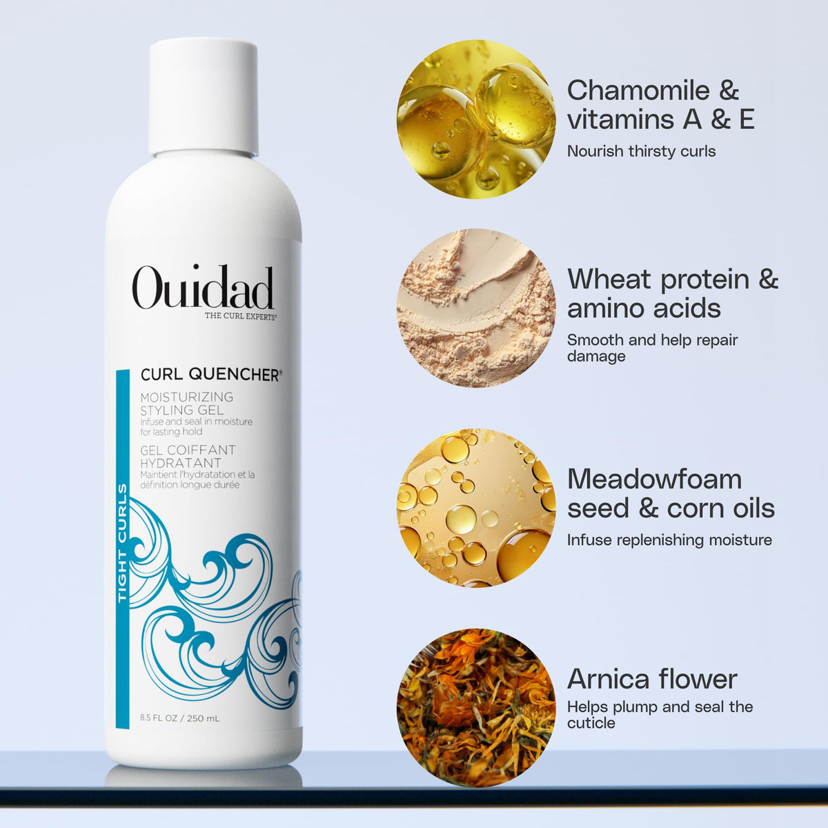 Ouidad applying gel to damp tight curls for defined, frizz‑controlled results