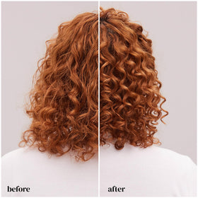 Before and after curls image demonstrating Ouidad improved definition and shine