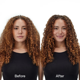 Ouidad conditioner being dispensed demonstrating easy application convenience