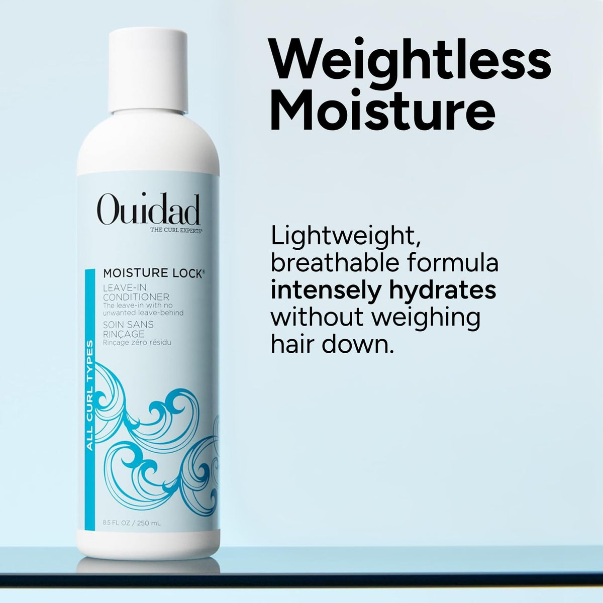 Ouidad results on defined curls after use showing reduced frizz and improved shine