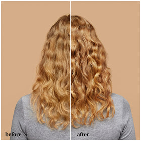 Close-up of Ouidad Curl Shaper texture on hand illustrating fine, water-based formula for easy detangling