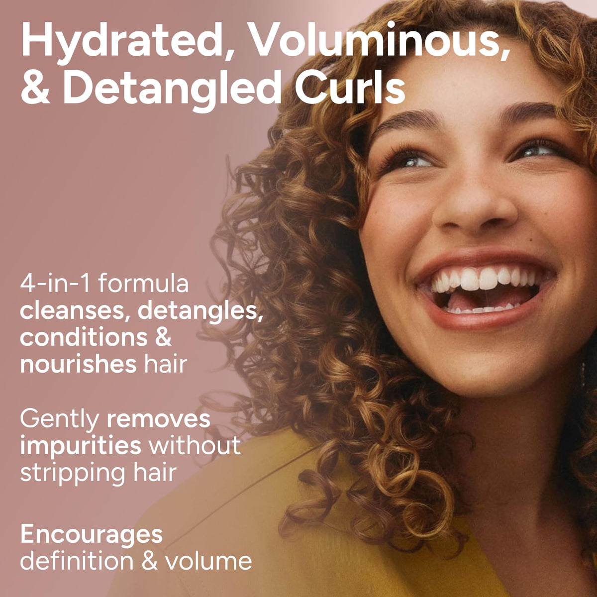 Ouidad detangling action with fingers through curls showing smoother definition