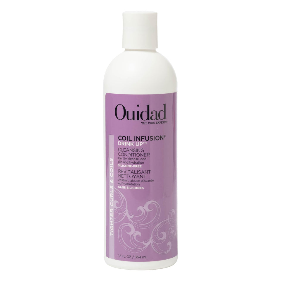 Ouidad front bottle showing label and benefits for hydrated curls