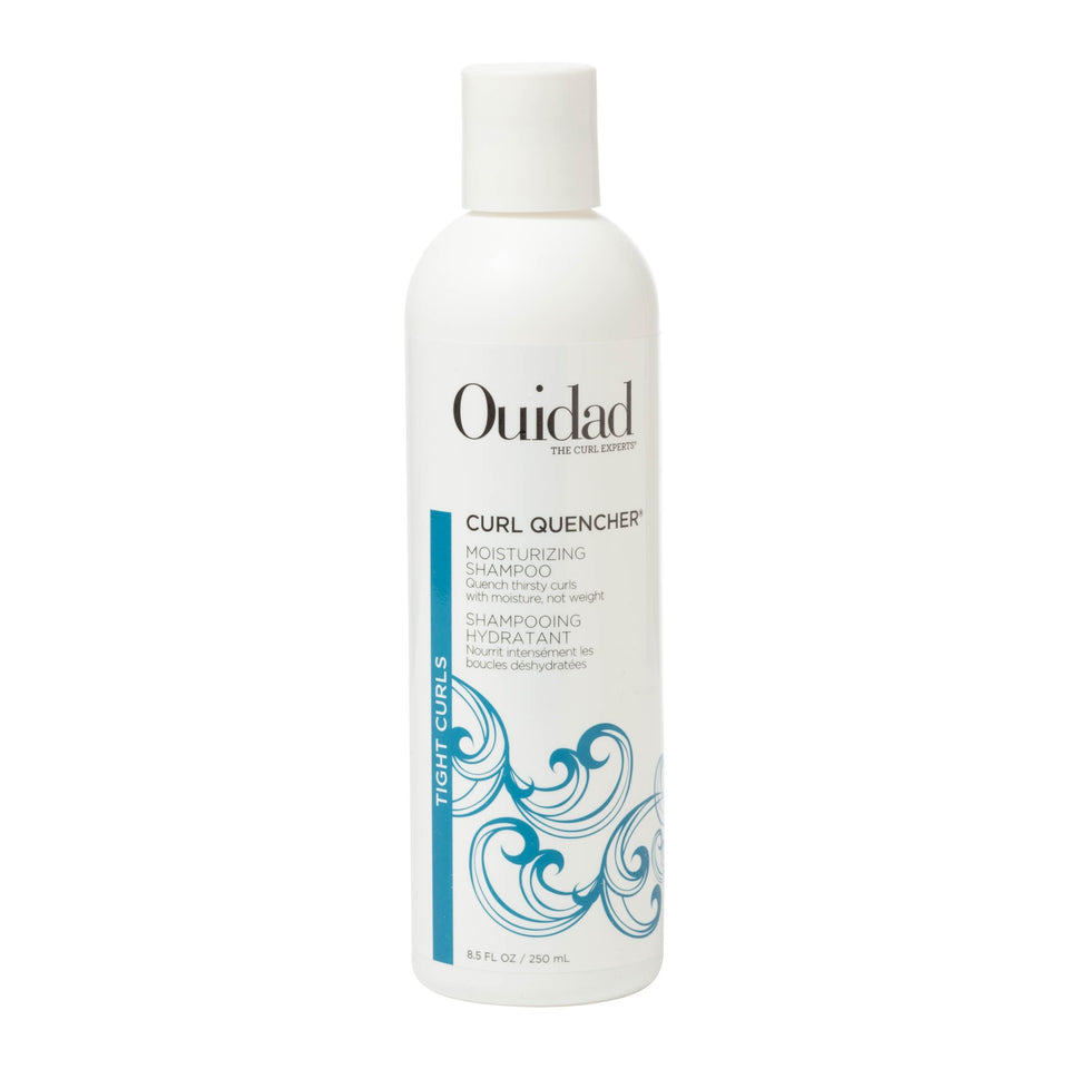 Ouidad front packaging showing Curl Quencher shampoo and benefits