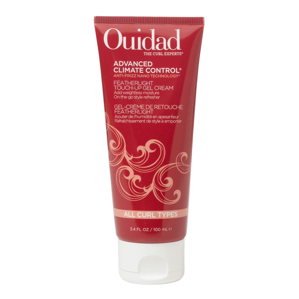 Ouidad front packaging of Featherlight Touch-Up Gel Cream shows size and branding benefit travel-ready