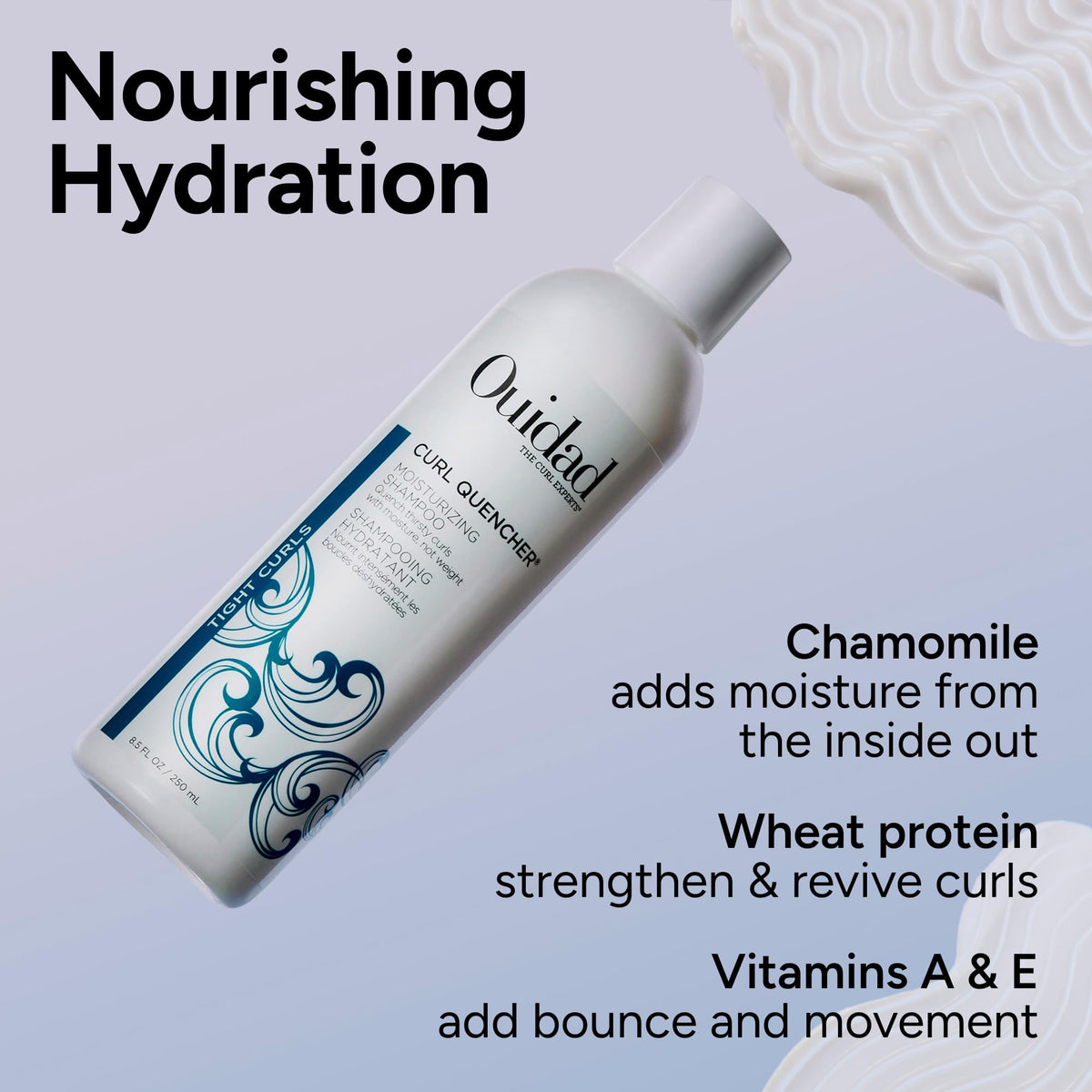 Ouidad chamomile ingredient close-up for soothing and shine