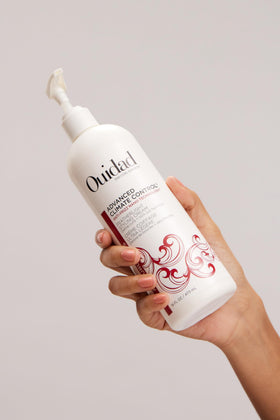 Ouidad ingredients label detail showing natural oils and nano technology