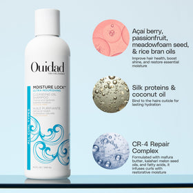 Ouidad shampoo dispensed from pump demonstrating easy controlled use