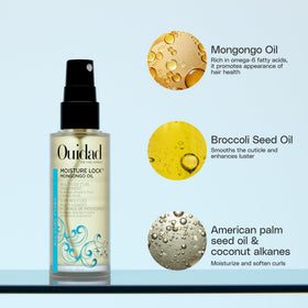 Ouidad oil texture close-up demonstrating fast-absorbing, non-greasy finish