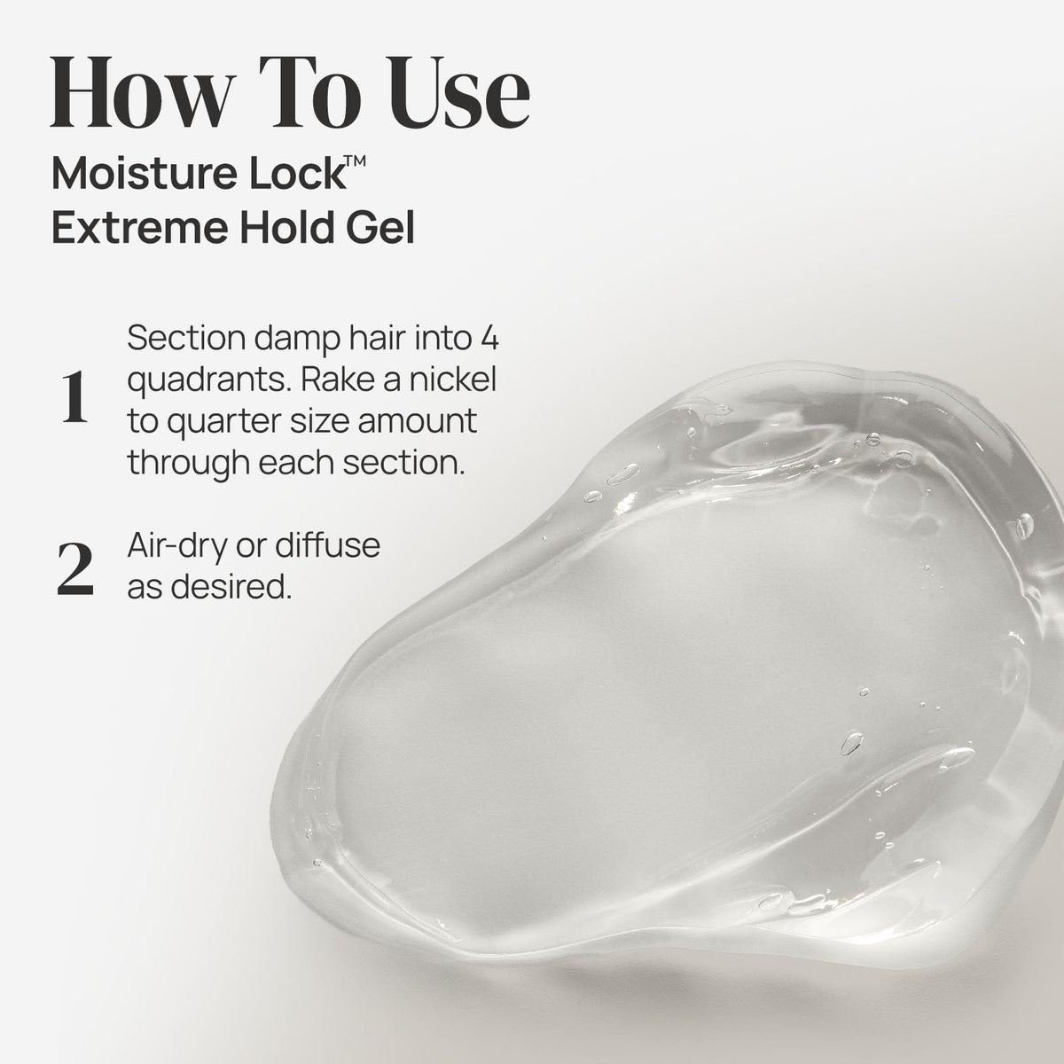 Ouidad gel applied to curly hair demonstrating strong hold and defined curls