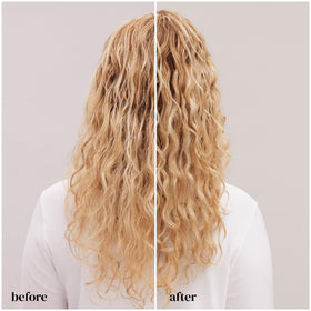 Close-up mist texture showing Ouidad formula for hydration and frizz control
