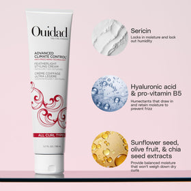Ouidad cream texture closeup highlighting lightweight, non‑greasy formula
