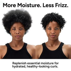 Ouidad creamy texture dispensed on palm demonstrating lightweight, non-greasy slip