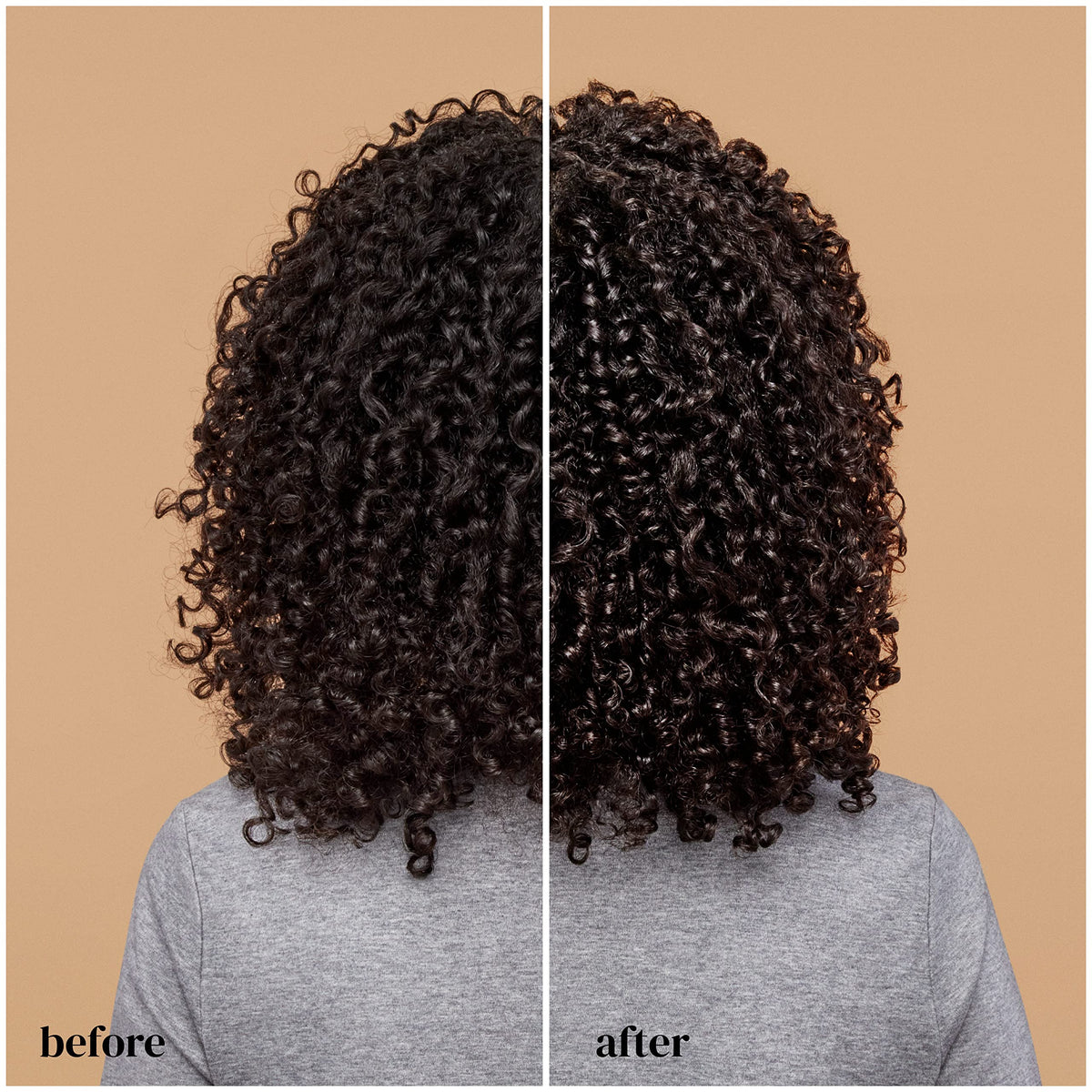 Ouidad before and after curl transformation showing improved definition