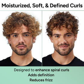 Ouidad gel on hand during application demonstrating easy distribution for defined curls