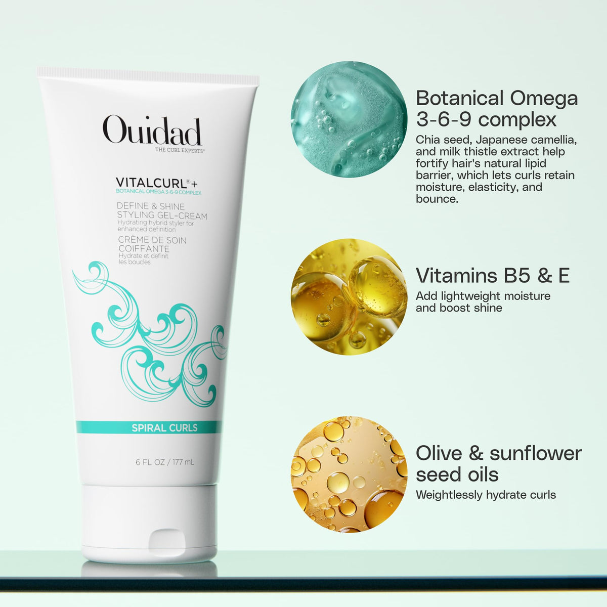 Ouidad texture close-up demonstrating creamy gel texture for soft hold and shine