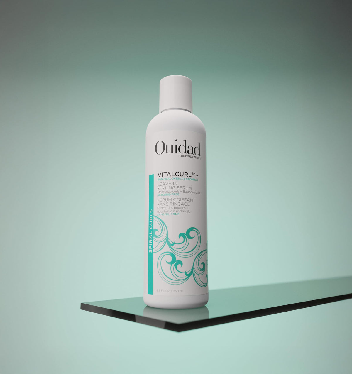 Ouidad VitalCurl pump dispenser close-up for easy, mess-free application