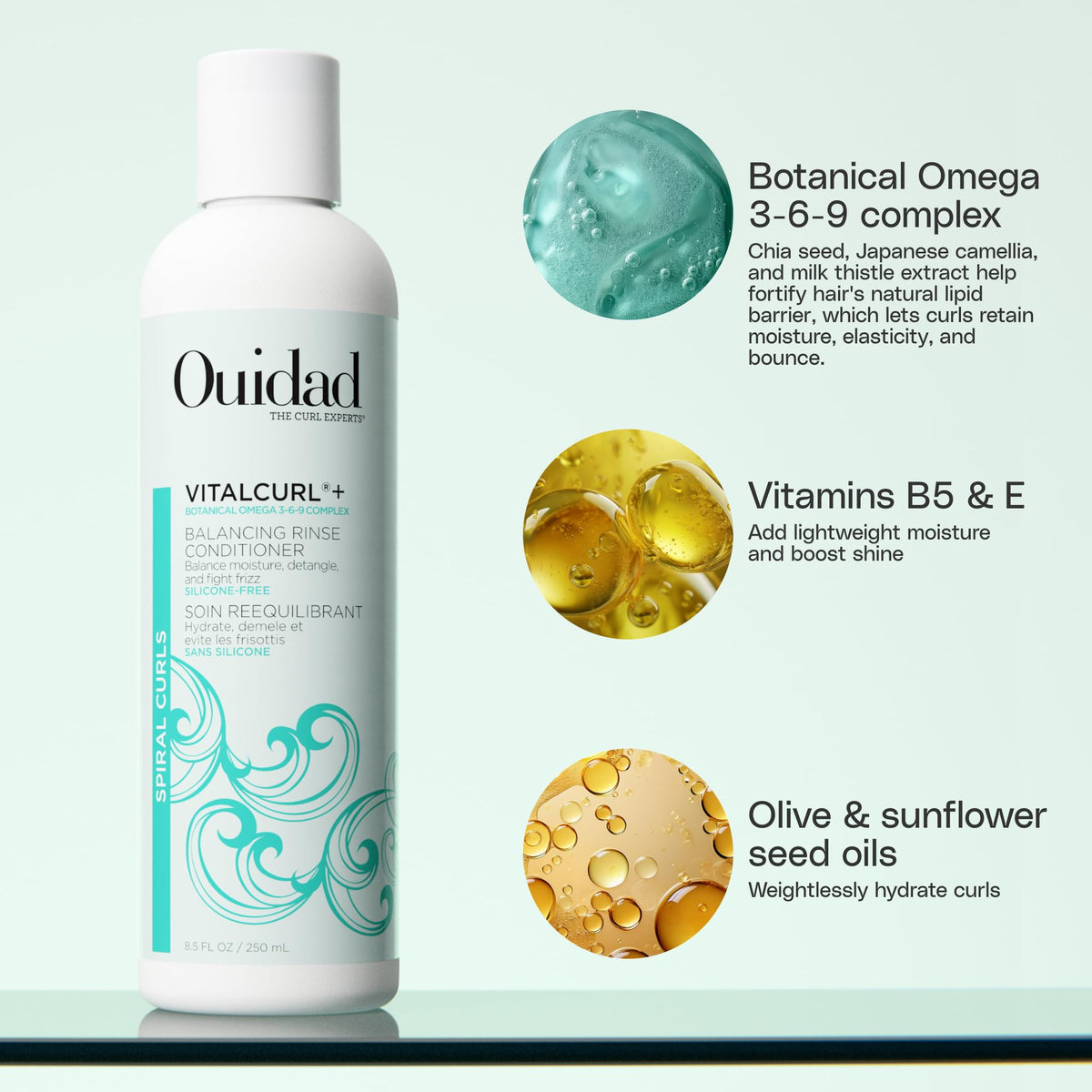 Ouidad pump nozzle detail for easy dispensing and convenient use