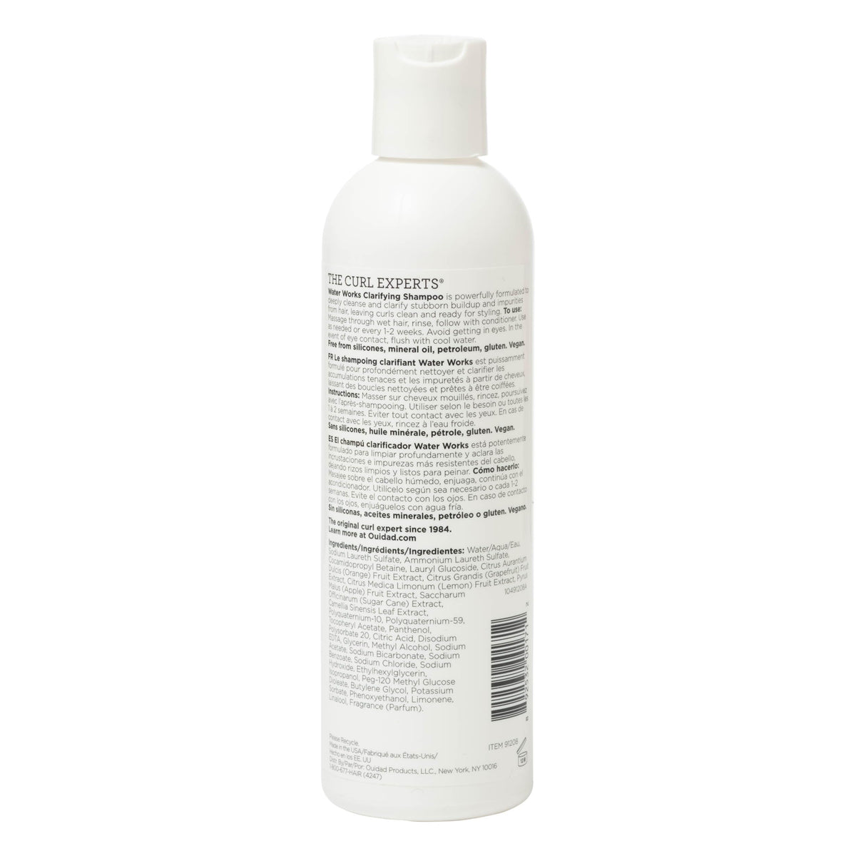 Close-up of Ouidad Water Works shampoo lather and texture demonstrating gentle cleanse