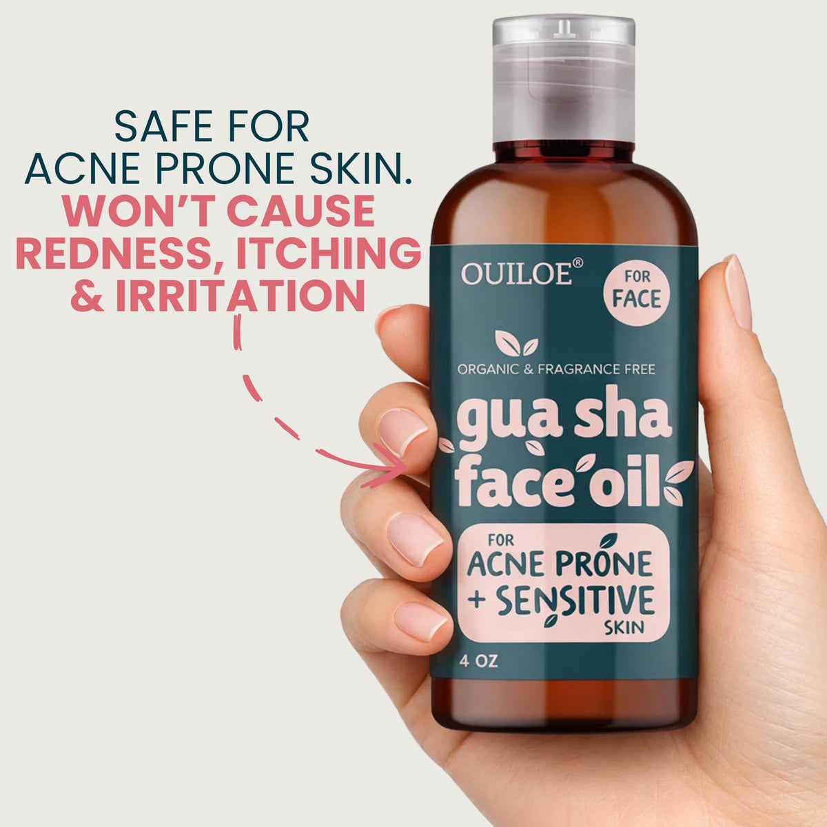 Ouiloe oil absorbed into hand illustrating quick absorption and soft finish