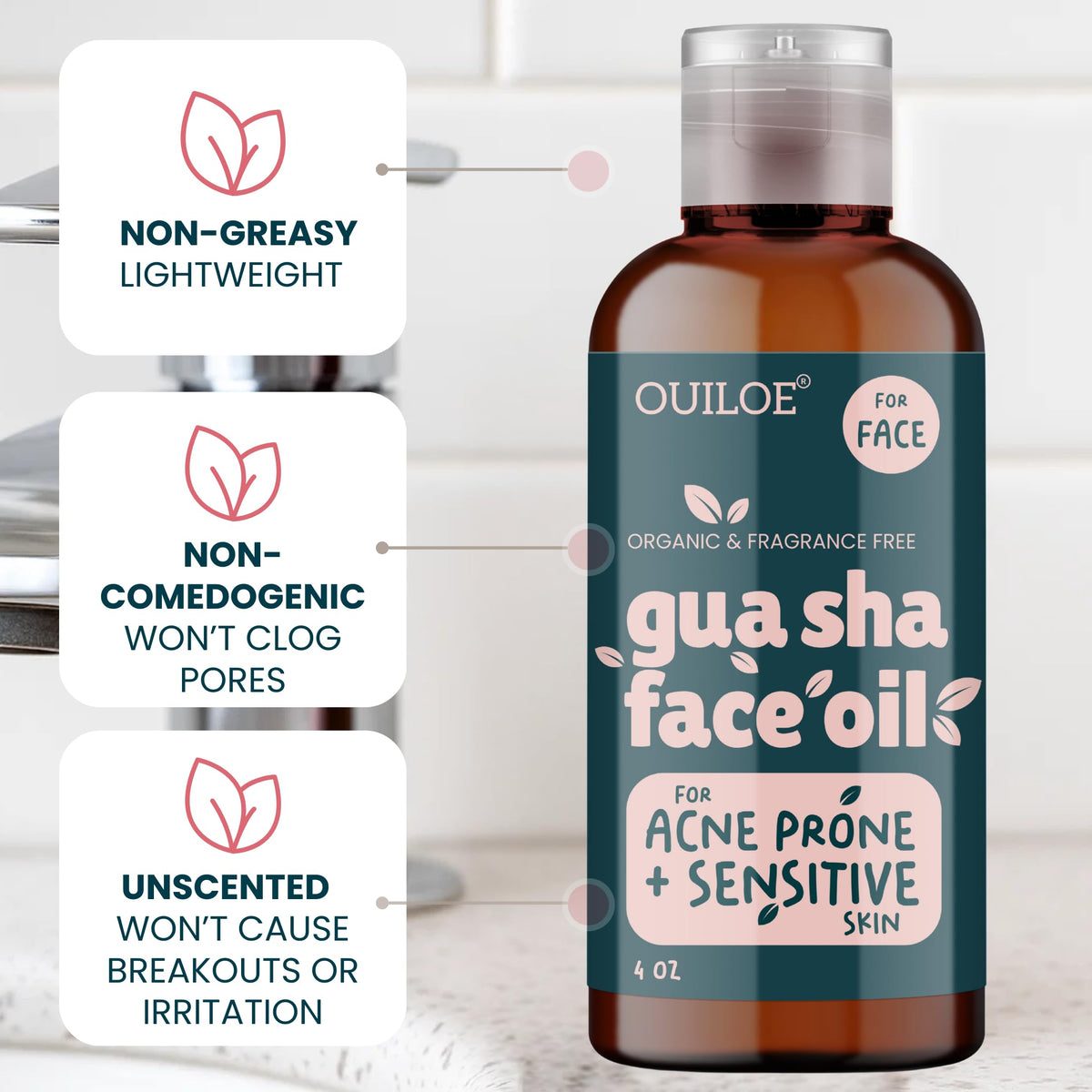 Ouiloe used with gua sha tool demonstrating smooth massage and reduced tug