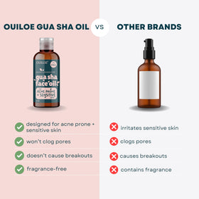 Ouiloe label close-up highlighting ingredient clarity and sensitive-skin focus
