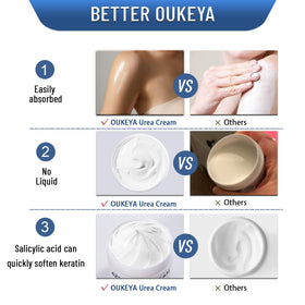 OUKEYA before and after heel comparison showing smoother skin