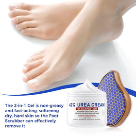 OUKEYA cream applied to heel, illustrating softening and visible smoothing