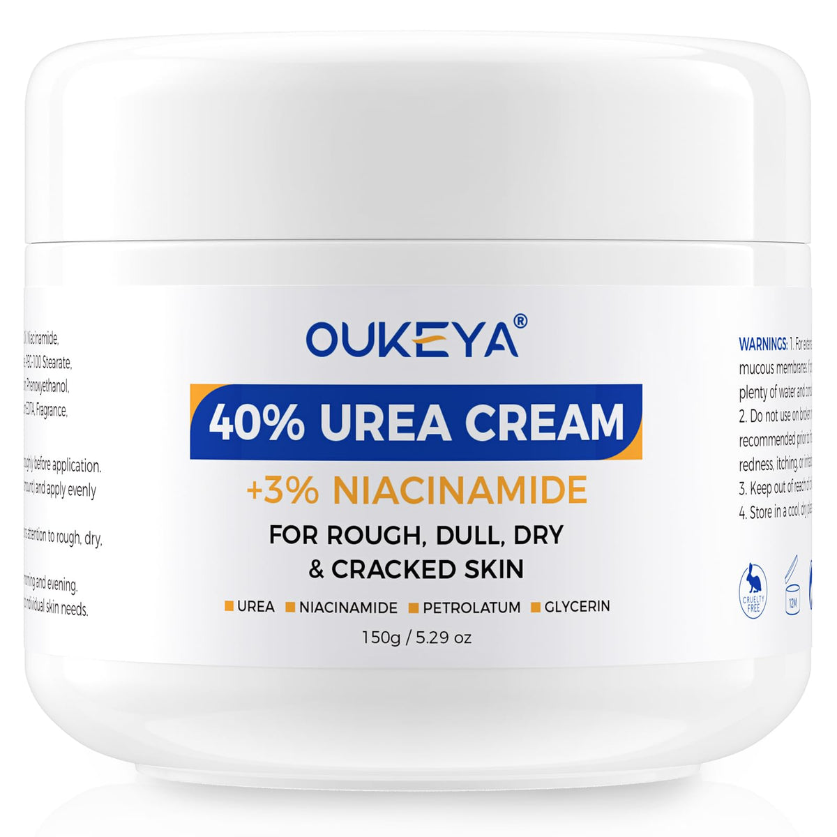 OUKEYA front jar display showing product and clear purpose for intense hydration
