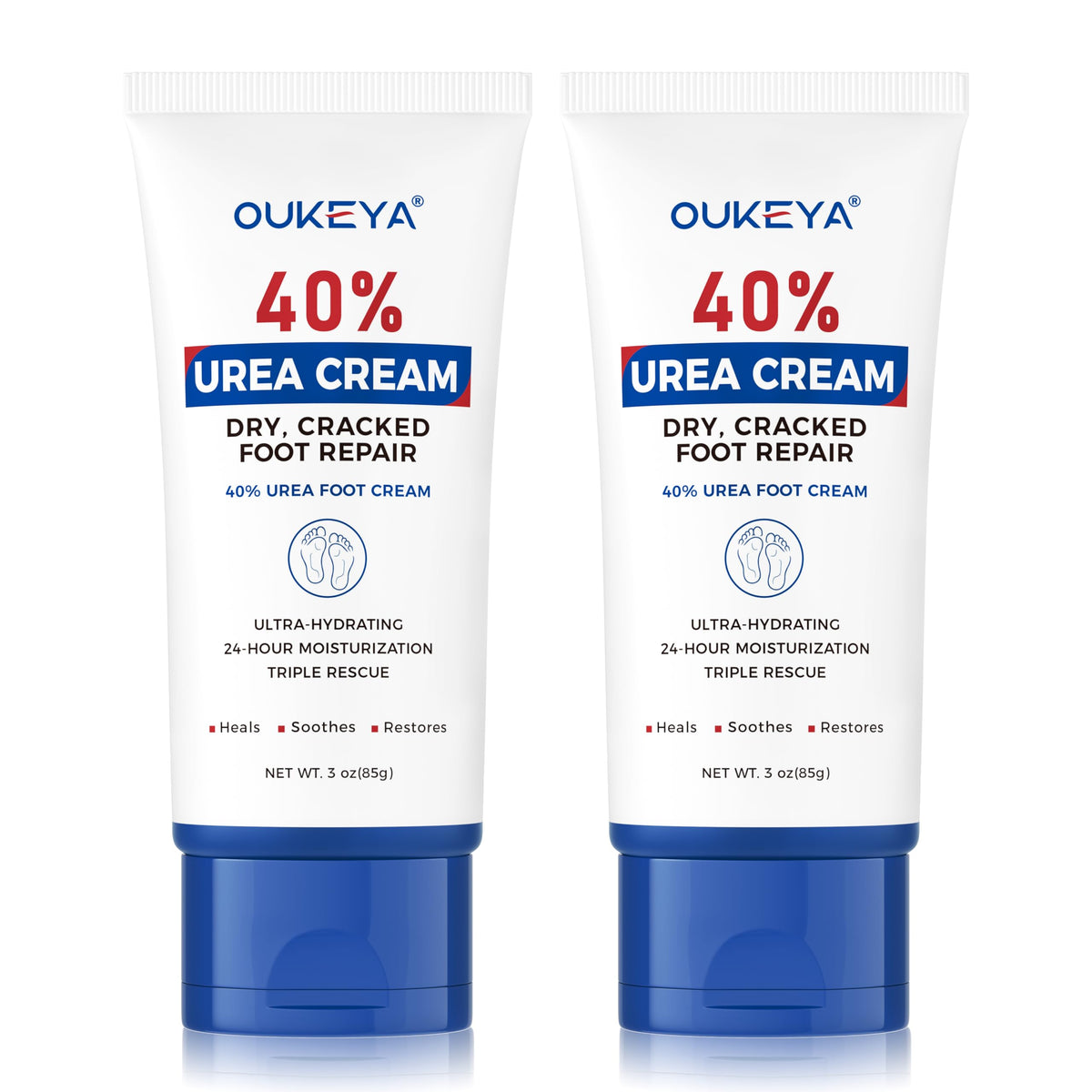 OUKEYA front packaging 3 oz tube showing brand and strength, helps repair heels