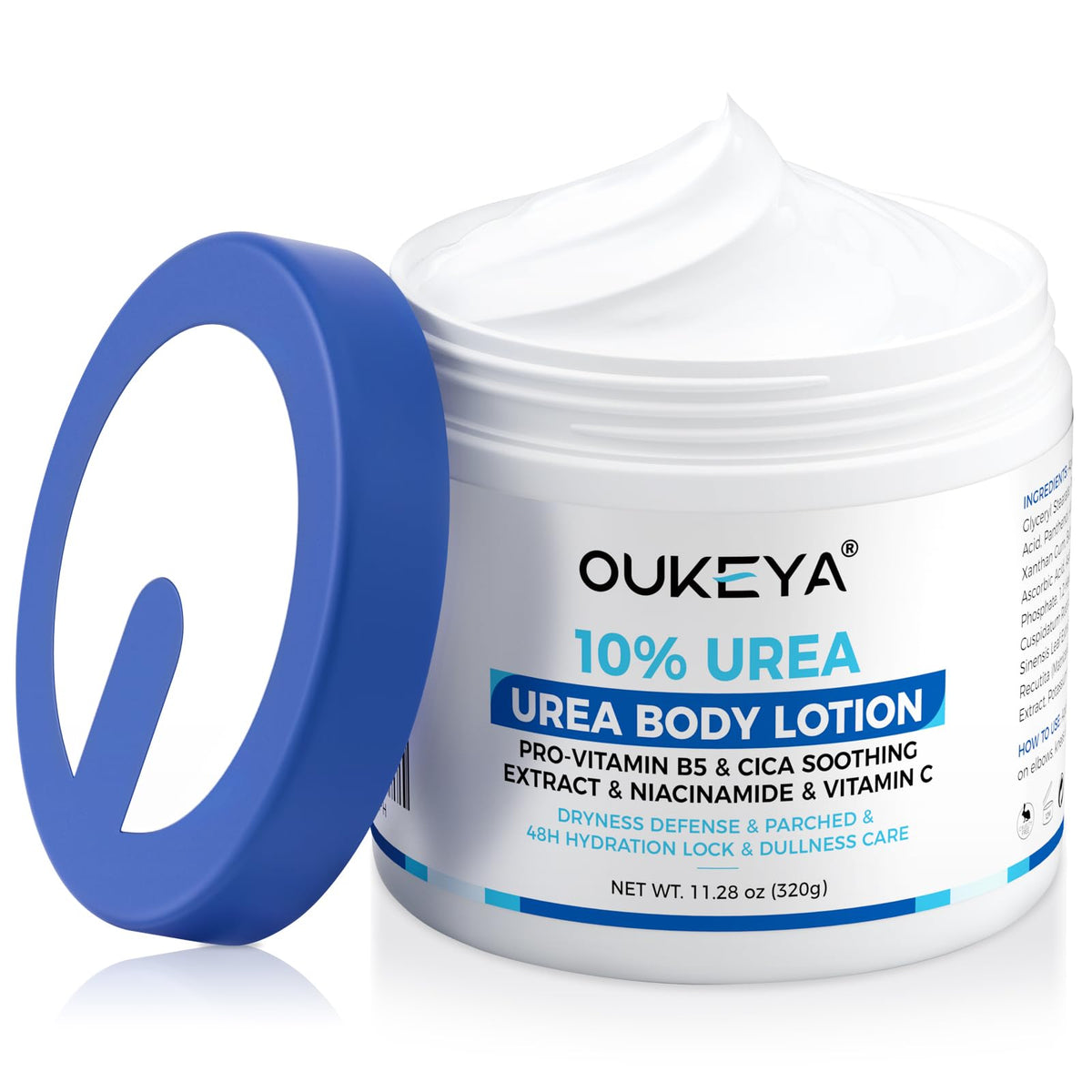 OUKEYA front tub showing product packaging and clear scent-free benefit